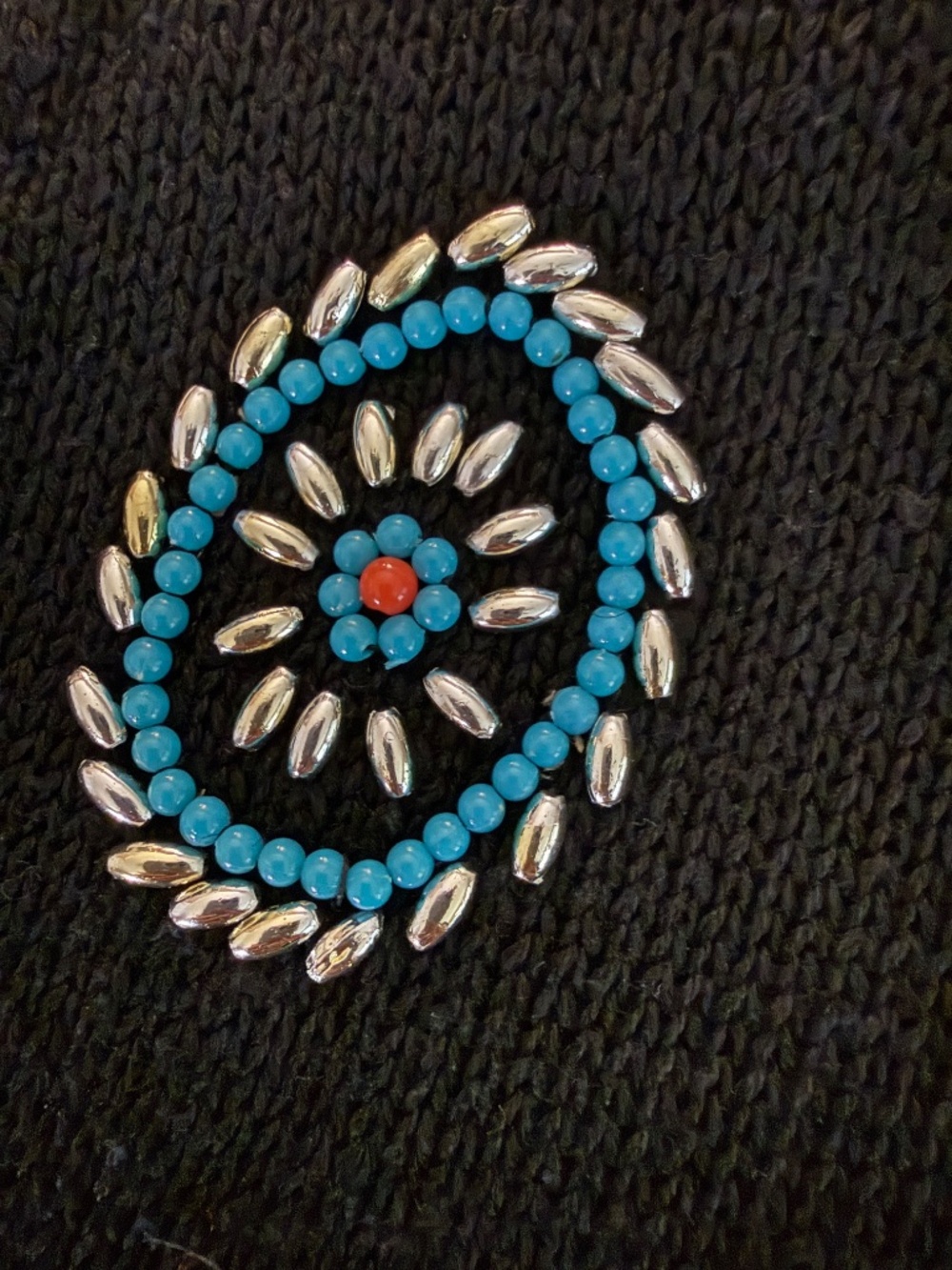 Victoria Jones Beaded Southwestern Sweater Vest Tunic Black Medium Boho Western - Picture 13 of 16